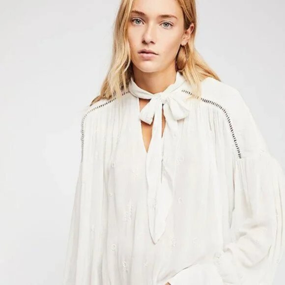 Free People Blouse Wishful Moments Puff Sleeve Size M NWT - Picture 1 of 12